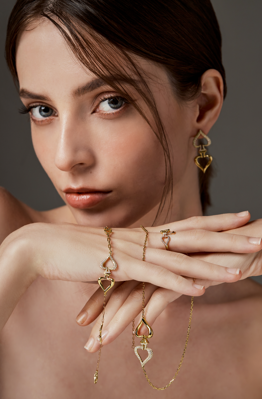 Double Spade Necklace- Yellow Gold