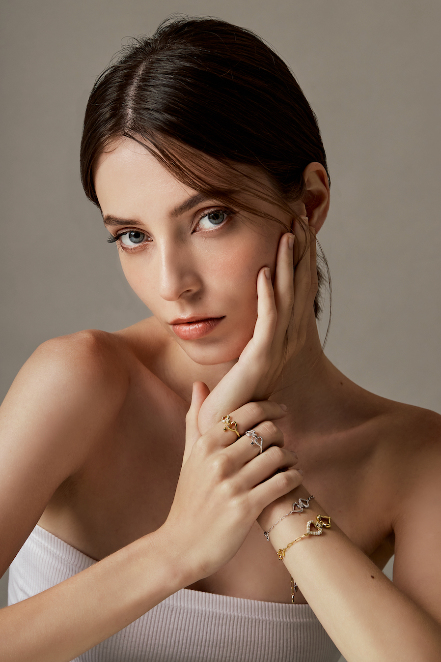 Double-Spade Bracelet- White Gold