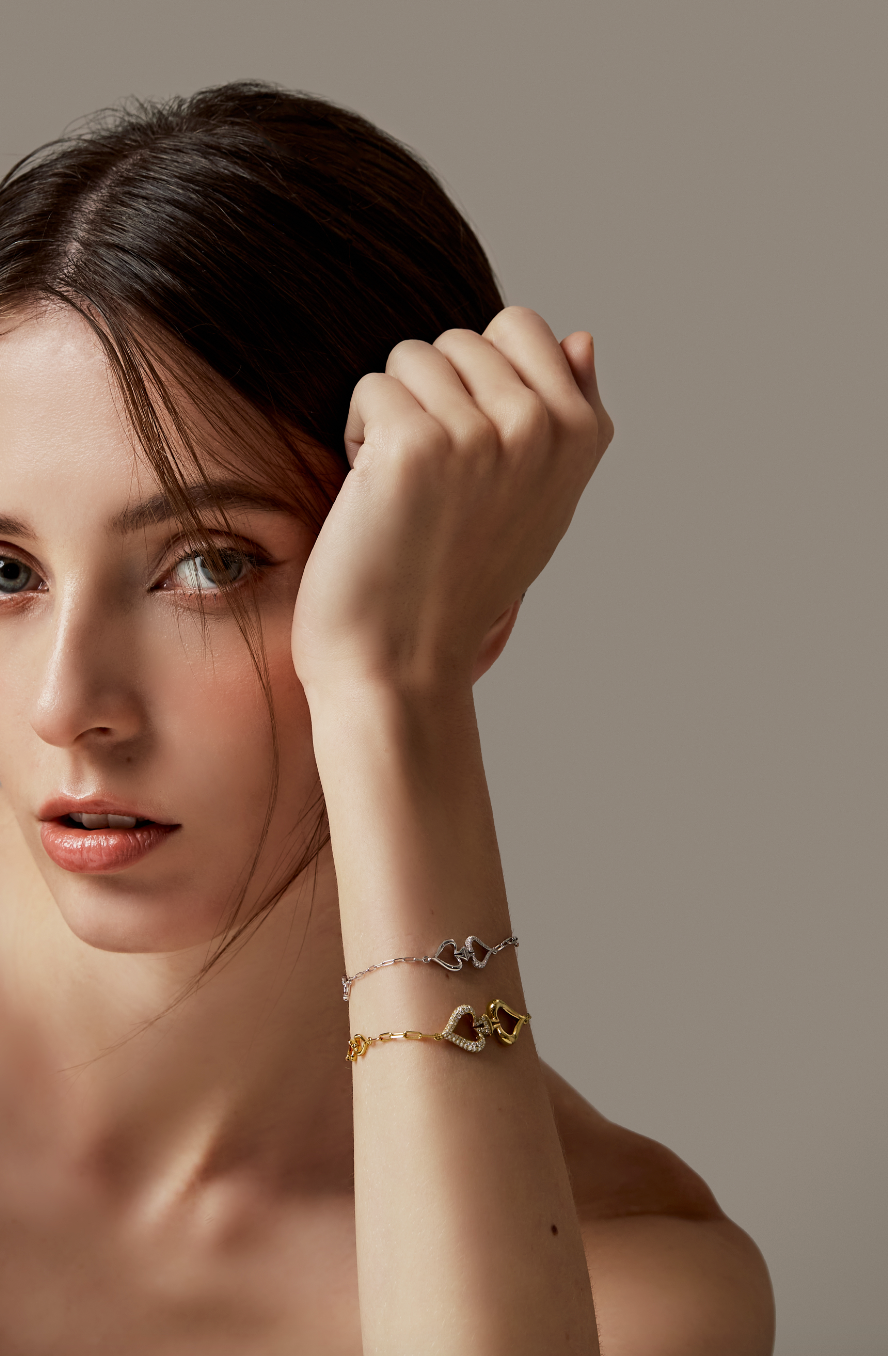 Double-Spade Bracelet- White Gold