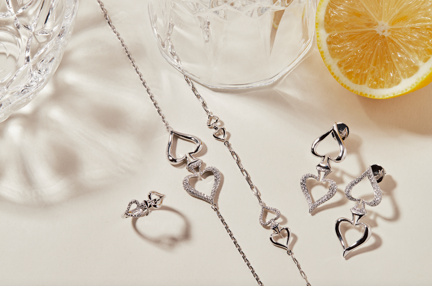 Double Spade Ring- White Gold