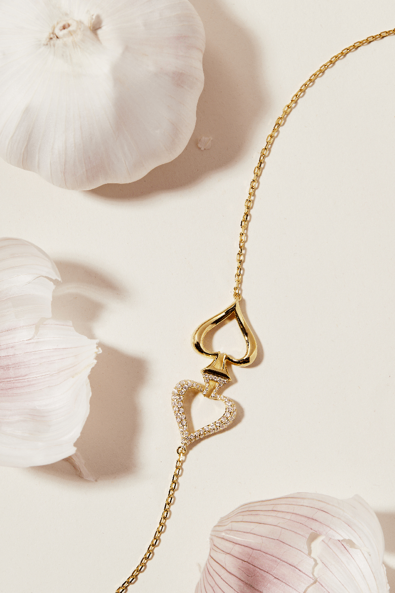 Double Spade Necklace- Yellow Gold