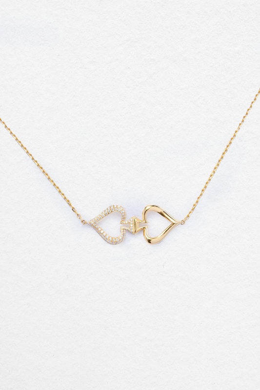 Double Spade Necklace- Yellow Gold