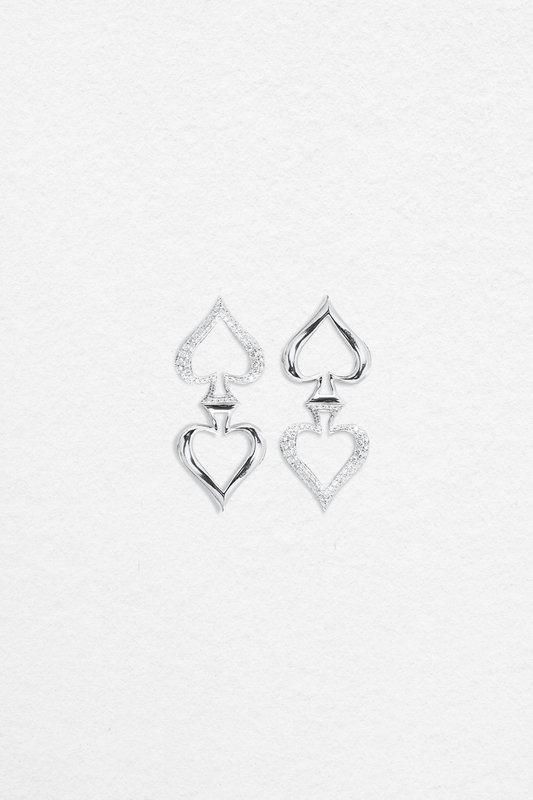 Double Spade Earring- White Gold