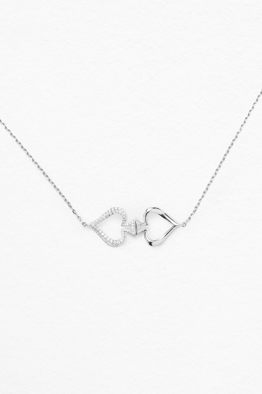 Double Spade Necklace- White Gold