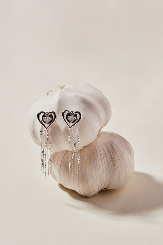 Double Heart Tassel Earring