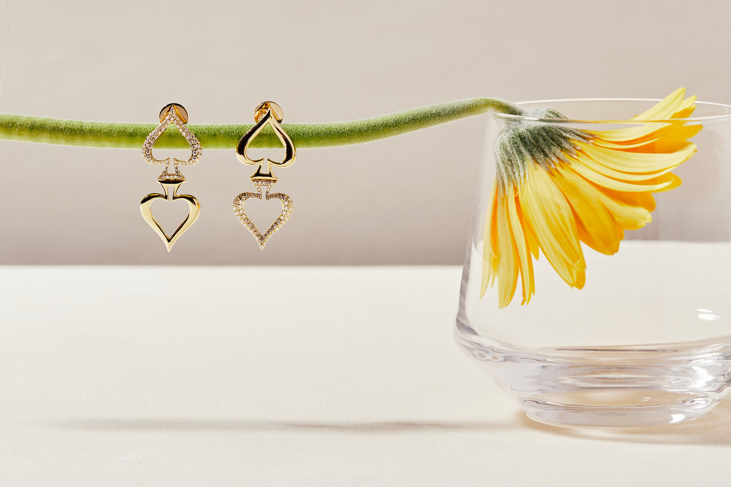 Double Spade Earring- Yellow Gold