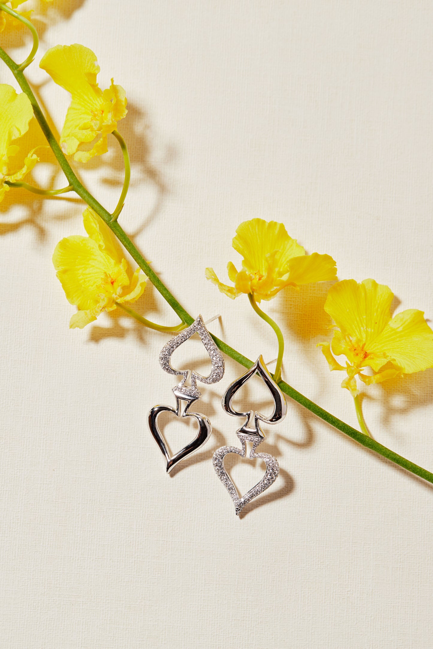 Double Spade Earring- White Gold